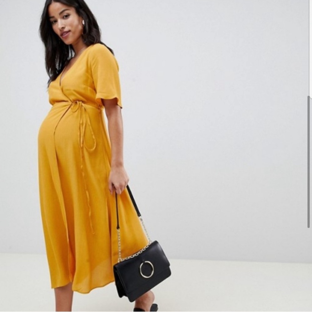 ASOS Wrap Dress Golden Yellow Marigold Mustard 6